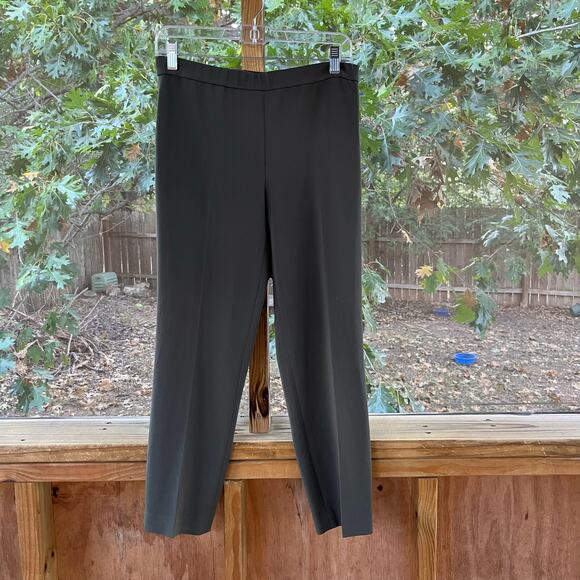 Theory Women's Olive Green Cropped Crepe Trousers Size 4 - Picture 1 of 6